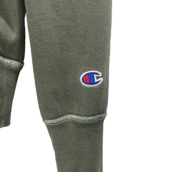 Champion Topstitch Crew Neck Sweatshirt - Olive Green, Size Small - Picture 2 of 9